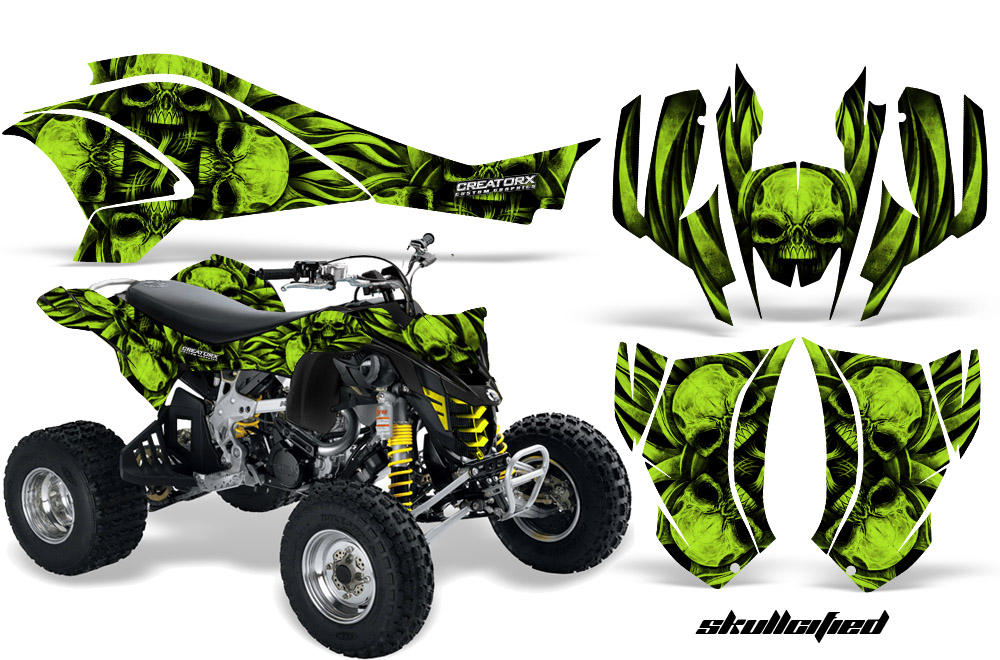 Can-Am DS450 Graphics Kit Skullcified Green Flat Black